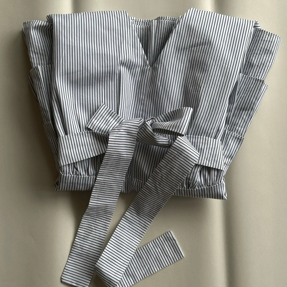 MARNI Striped Pleated Peplum Belted Cotton Top — IT 42 (US 6–8) - Picture 12 of 12